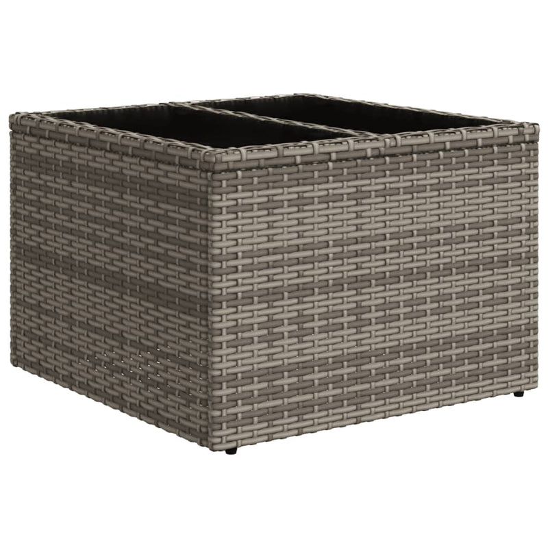 vidaXL szürke polyrattan üveglapos kerti asztal 55 x 55 x 37 cm