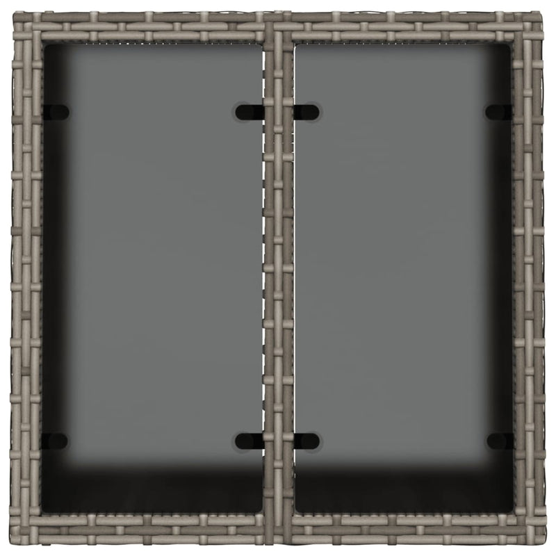 vidaXL szürke polyrattan üveglapos kerti asztal 55 x 55 x 37 cm