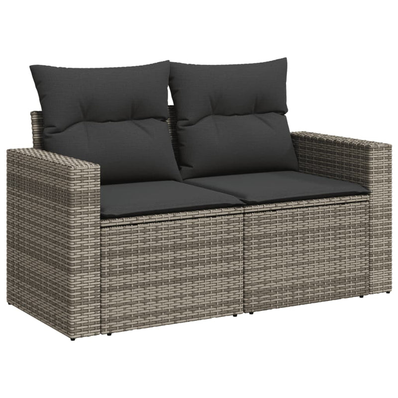 vidaXL 2 személyes szürke polyrattan kerti kanapé párnával