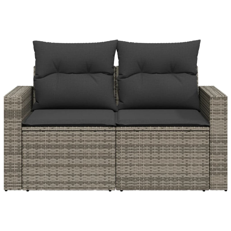 vidaXL 2 személyes szürke polyrattan kerti kanapé párnával