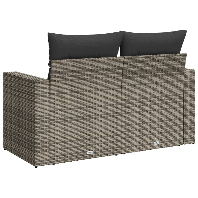 vidaXL 2 személyes szürke polyrattan kerti kanapé párnával