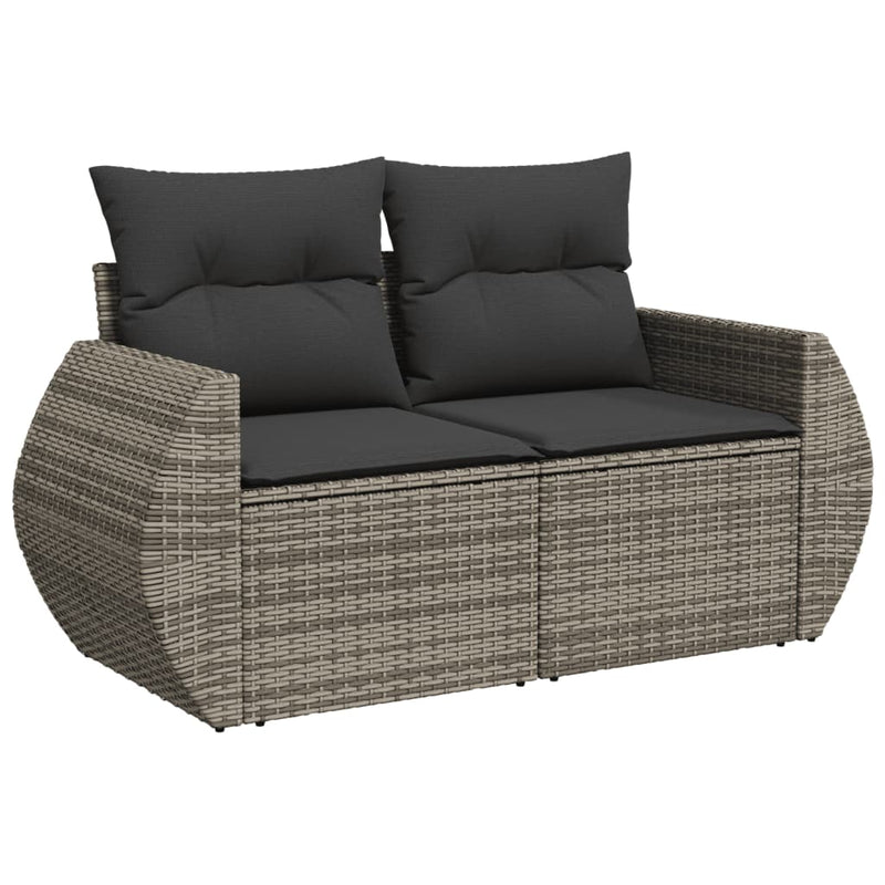 vidaXL 2 személyes szürke polyrattan kerti kanapé párnával