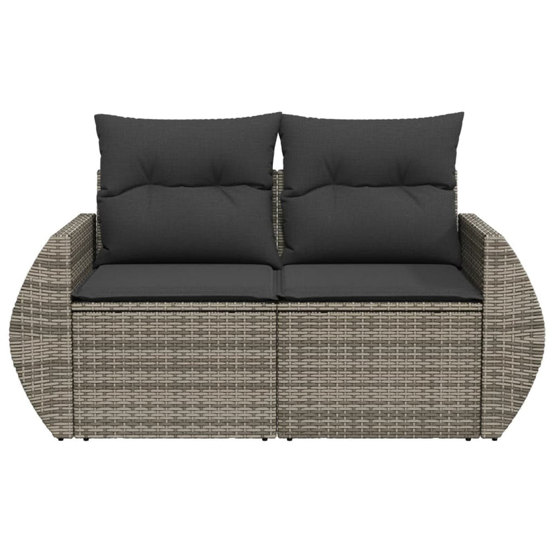 vidaXL 2 személyes szürke polyrattan kerti kanapé párnával