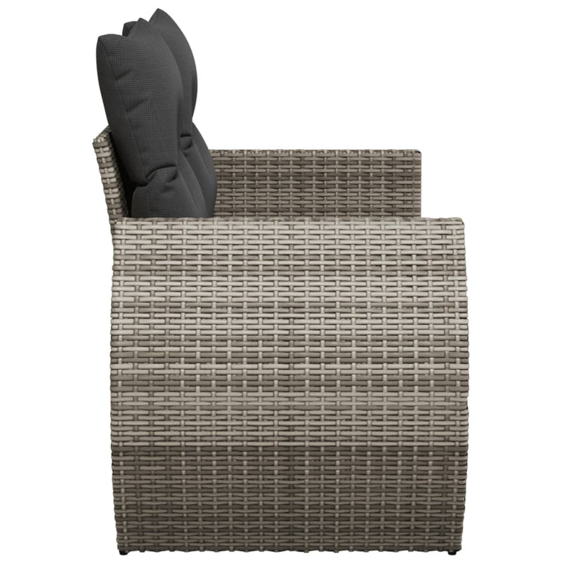 vidaXL 2 személyes szürke polyrattan kerti kanapé párnával