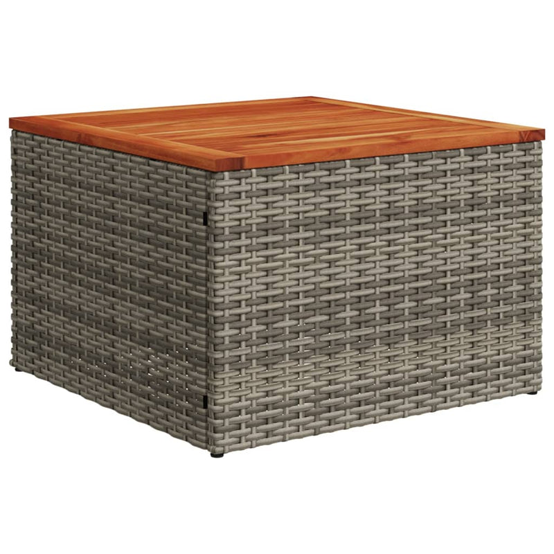vidaXL szürke polyrattan és akácfa kerti asztal 55 x 55 x 37 cm