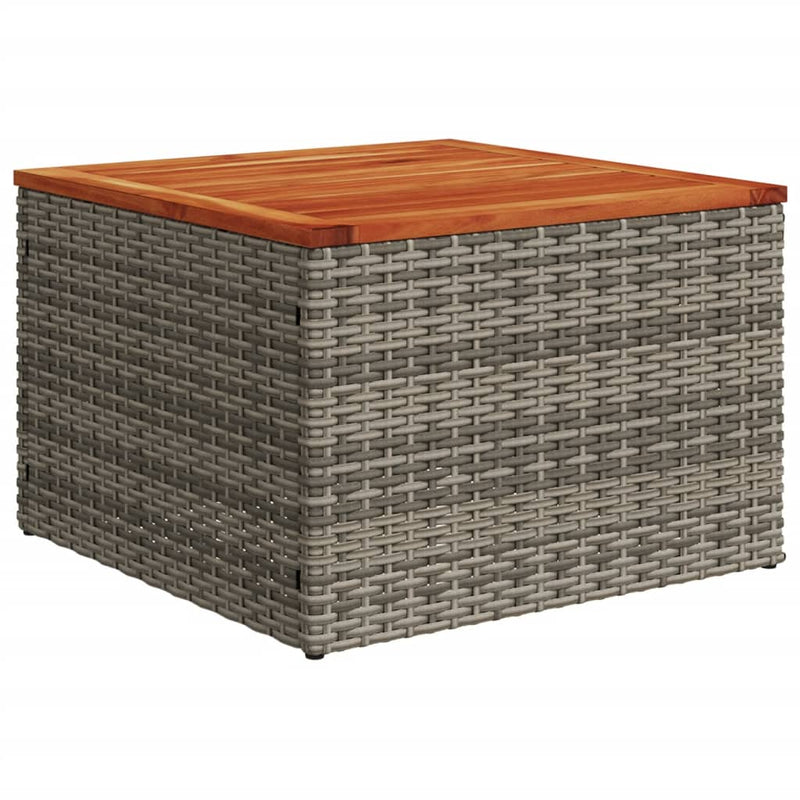 vidaXL szürke polyrattan és akácfa kerti asztal 55 x 55 x 37 cm