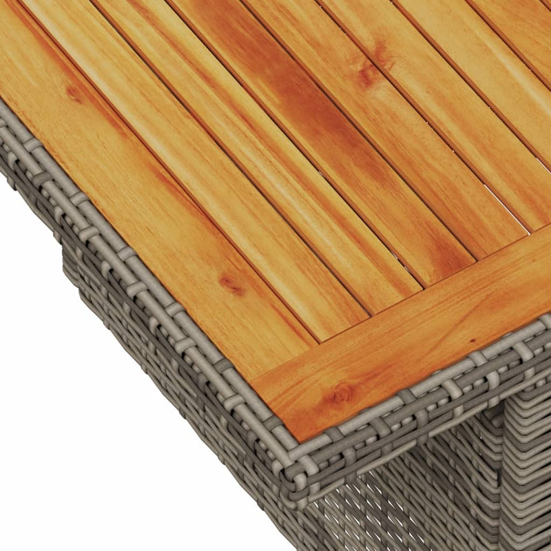 vidaXL szürke polyrattan és akácfa kerti asztal 100 x 55 x 73 cm