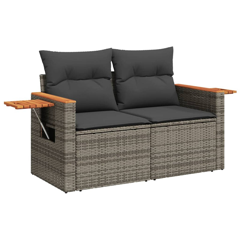 vidaXL 2 személyes szürke polyrattan kerti kanapé párnával