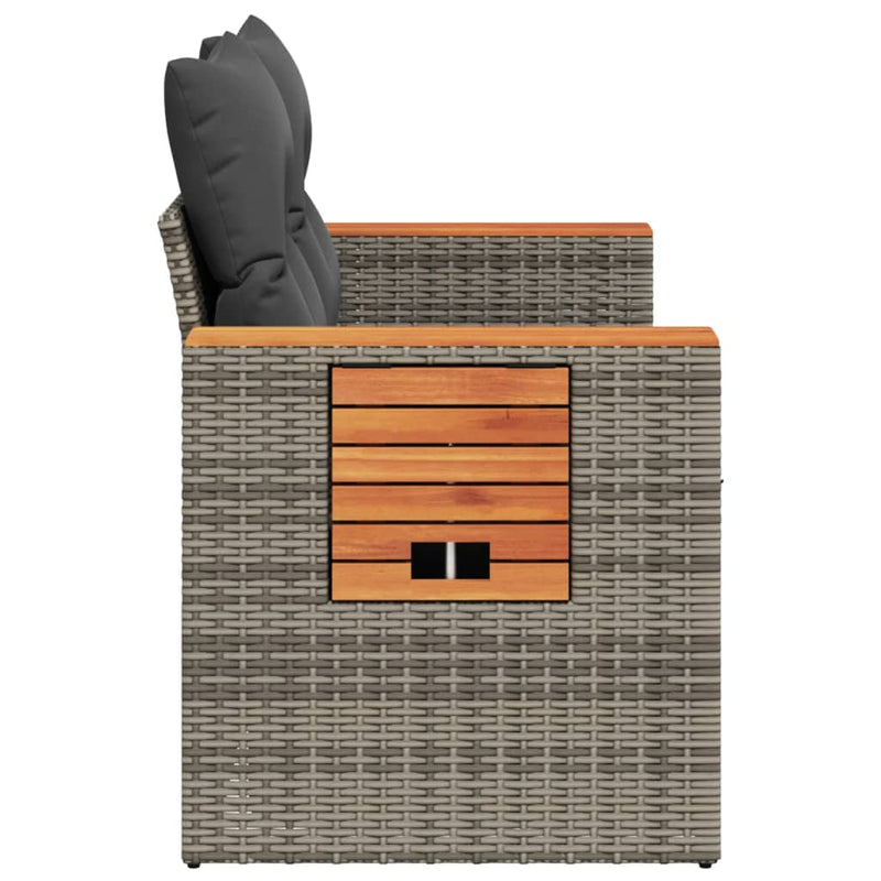 vidaXL 2 személyes szürke polyrattan kerti kanapé párnával