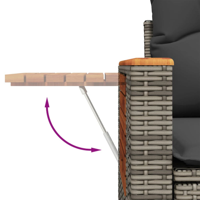 vidaXL 2 személyes szürke polyrattan kerti kanapé párnával