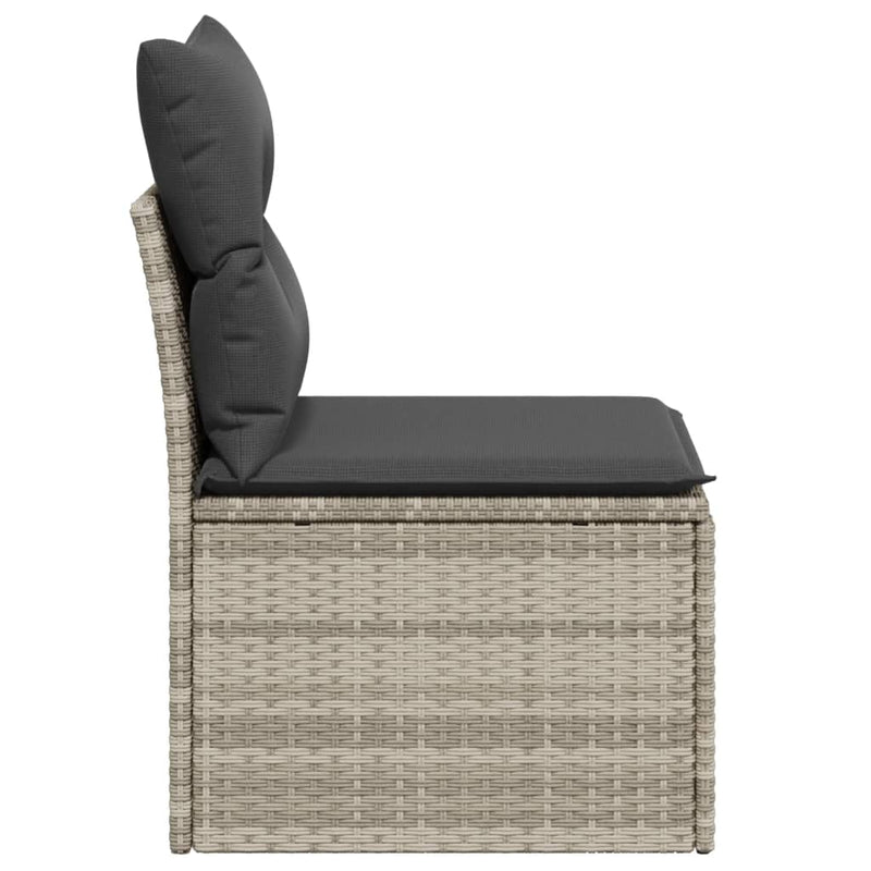 vidaXL világosszürke polyrattan karfa nélküli kerti kanapé párnával