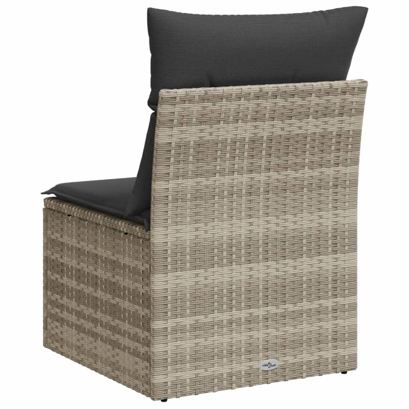 vidaXL világosszürke polyrattan karfa nélküli kerti kanapé párnával