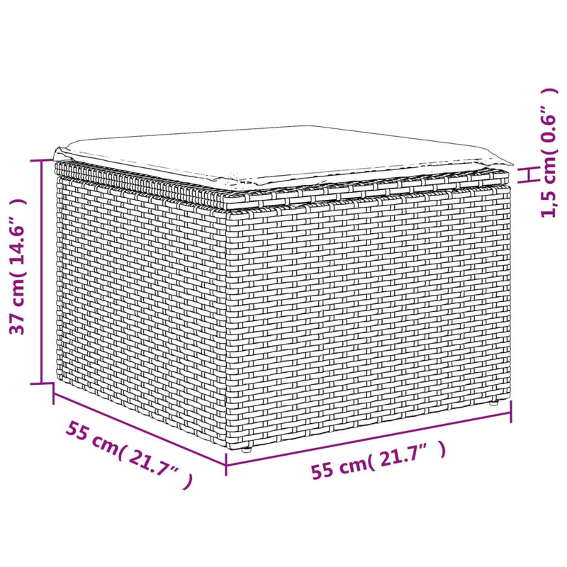 vidaXL világosszürke polyrattan kerti szék párnával 55 x 55 x 37 cm