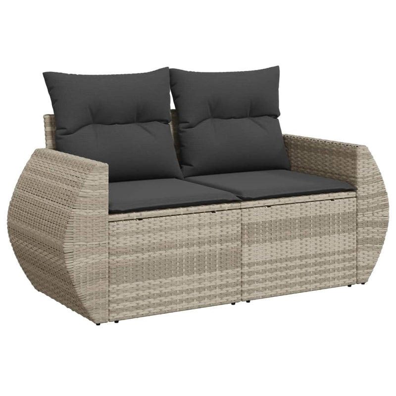 vidaXL 2 személyes világosszürke polyrattan kerti kanapé párnával