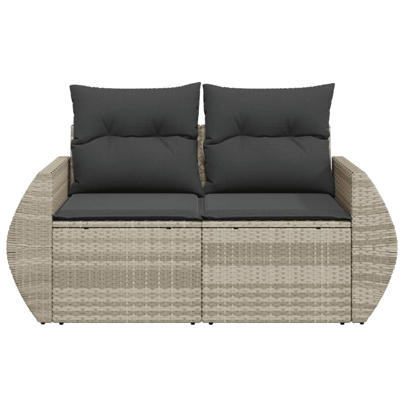 vidaXL 2 személyes világosszürke polyrattan kerti kanapé párnával