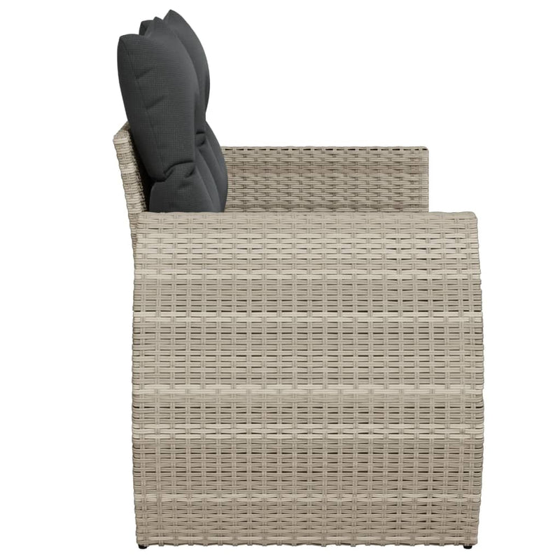 vidaXL 2 személyes világosszürke polyrattan kerti kanapé párnával