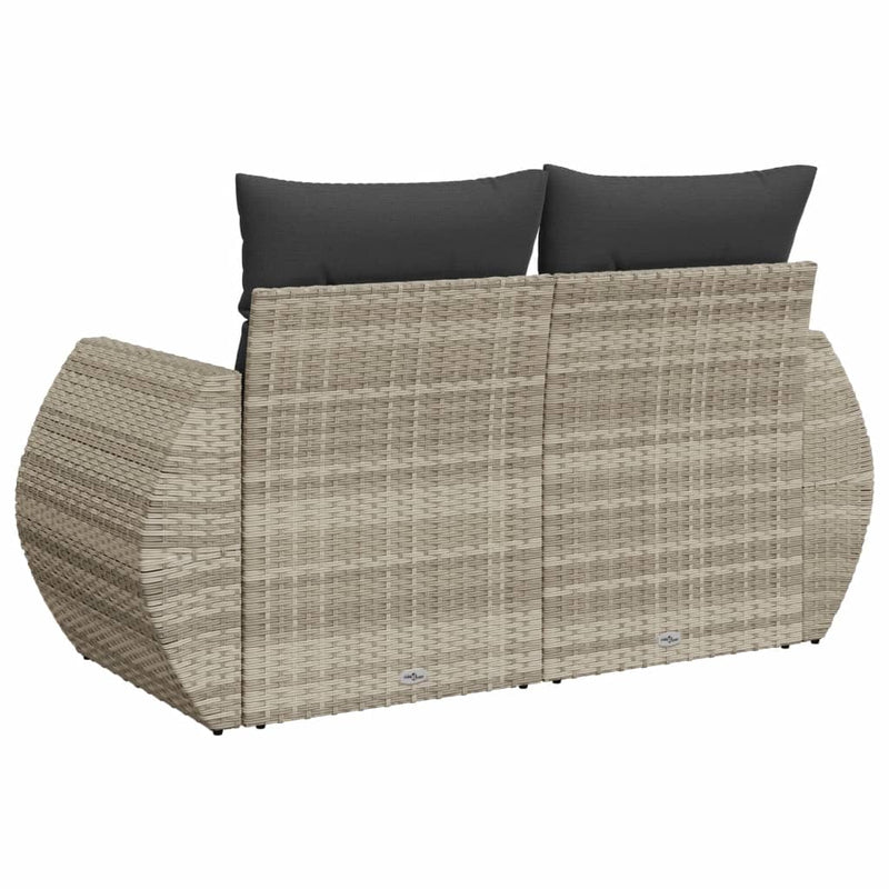 vidaXL 2 személyes világosszürke polyrattan kerti kanapé párnával