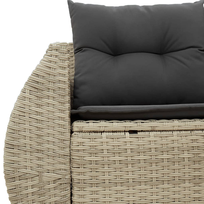 vidaXL 2 személyes világosszürke polyrattan kerti kanapé párnával