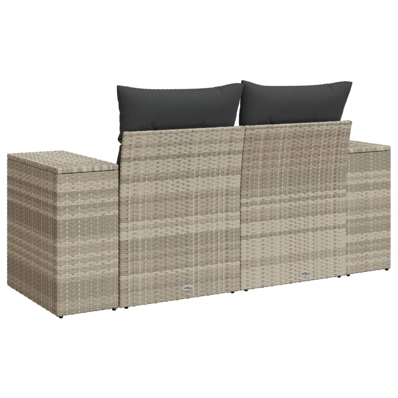 vidaXL 2 személyes világosszürke polyrattan kerti kanapé párnával