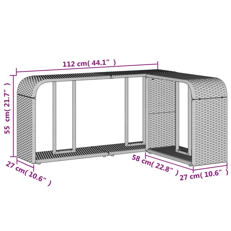 vidaXL 2 db világosszürke polyrattan tárolópolc