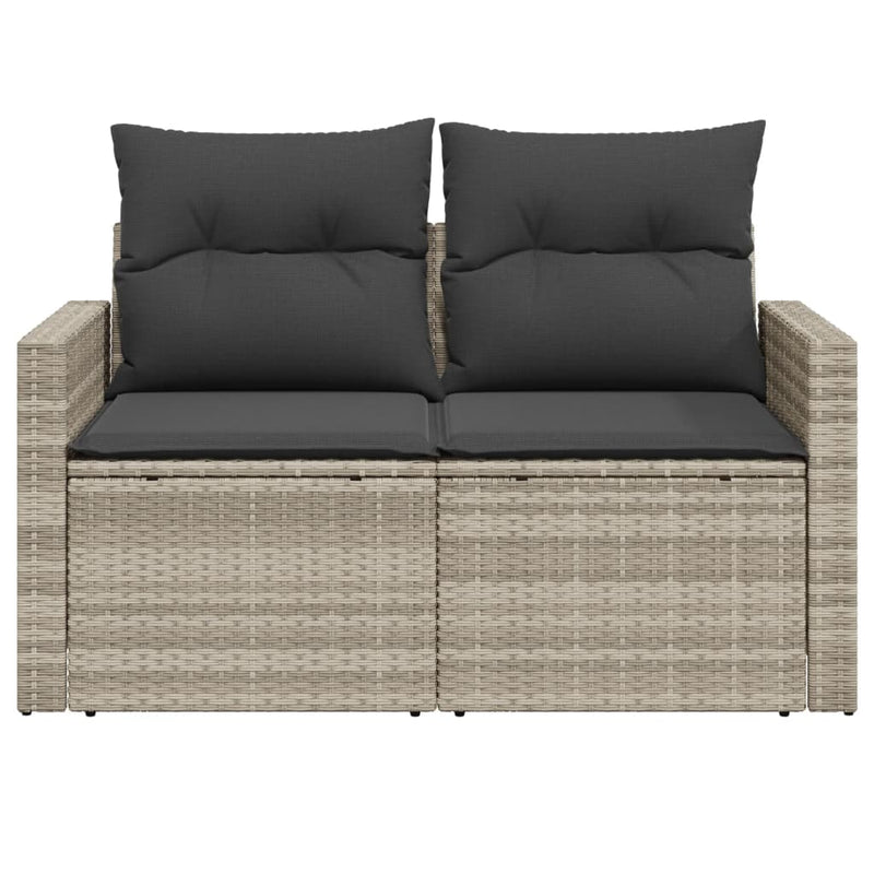 vidaXL 2 személyes világosszürke polyrattan kerti kanapé párnával
