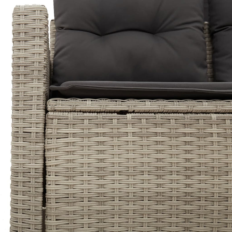vidaXL 2 személyes világosszürke polyrattan kerti kanapé párnával