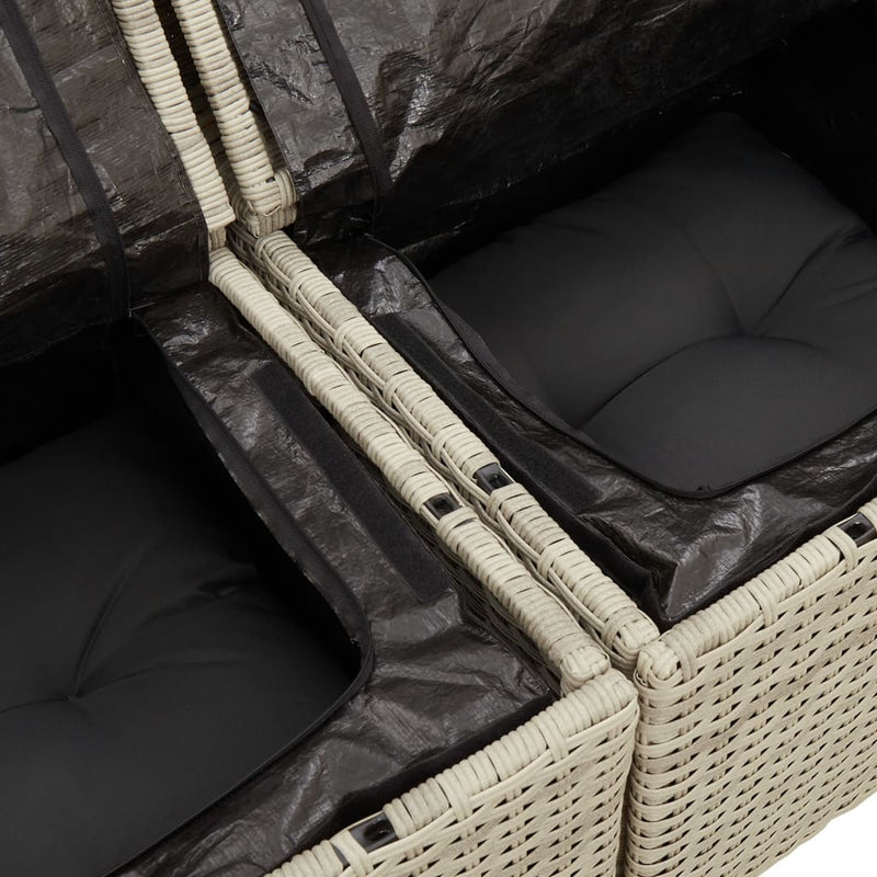 vidaXL 2 személyes világosszürke polyrattan kerti kanapé párnával