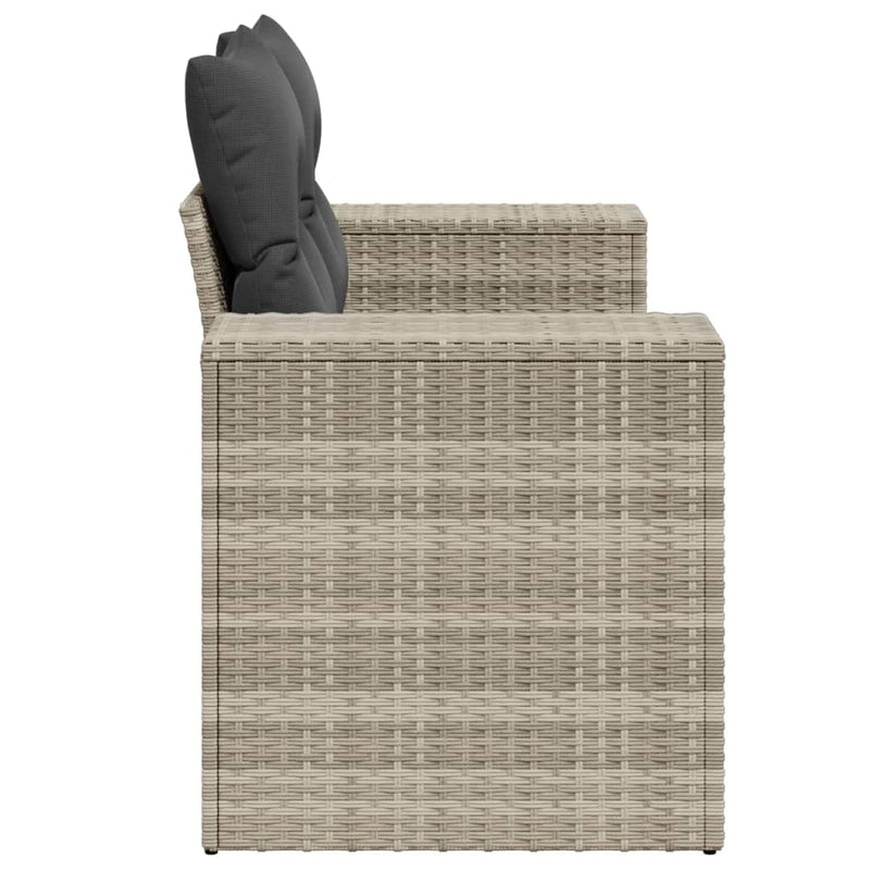 vidaXL 2 személyes világosszürke polyrattan kerti kanapé párnával