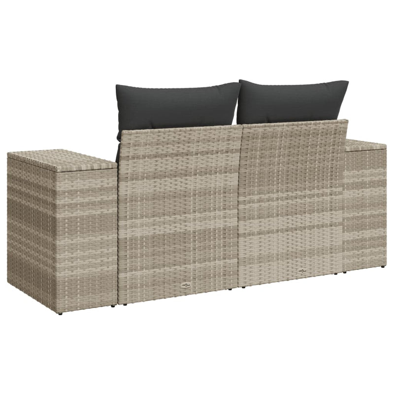 vidaXL 2 személyes világosszürke polyrattan kerti kanapé párnával