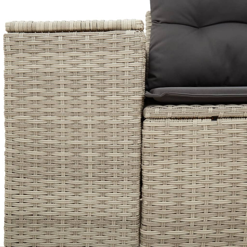 vidaXL 2 személyes világosszürke polyrattan kerti kanapé párnával