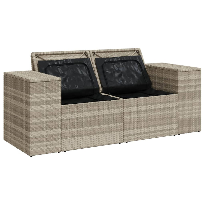 vidaXL 2 személyes világosszürke polyrattan kerti kanapé párnával