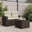 vidaXL barna polyrattan üveglapos kerti asztal 55 x 55 x 37 cm