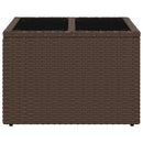 vidaXL barna polyrattan üveglapos kerti asztal 55 x 55 x 37 cm