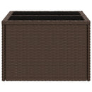 vidaXL barna polyrattan üveglapos kerti asztal 55 x 55 x 37 cm