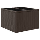 vidaXL barna polyrattan üveglapos kerti asztal 55 x 55 x 37 cm