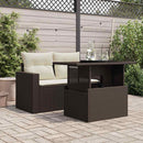 vidaXL barna polyrattan üveglapos kerti asztal 100 x 55 x 73 cm