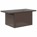 vidaXL barna polyrattan üveglapos kerti asztal 100 x 55 x 73 cm