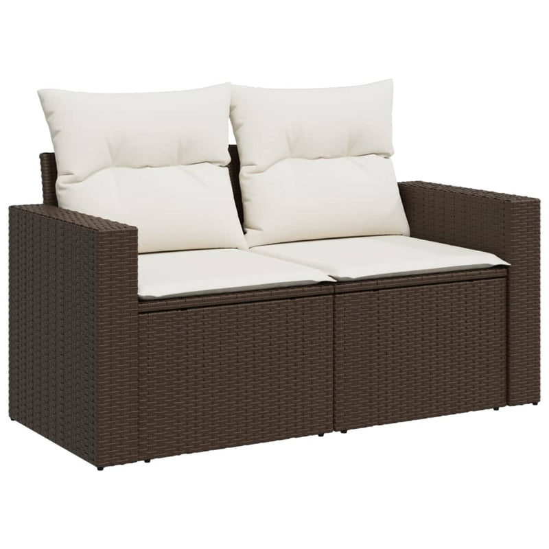 vidaXL 2 személyes barna polyrattan kerti kanapé párnával