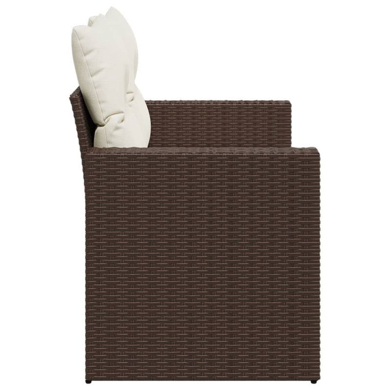 vidaXL 2 személyes barna polyrattan kerti kanapé párnával