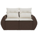 vidaXL 2 személyes barna polyrattan kerti kanapé párnával