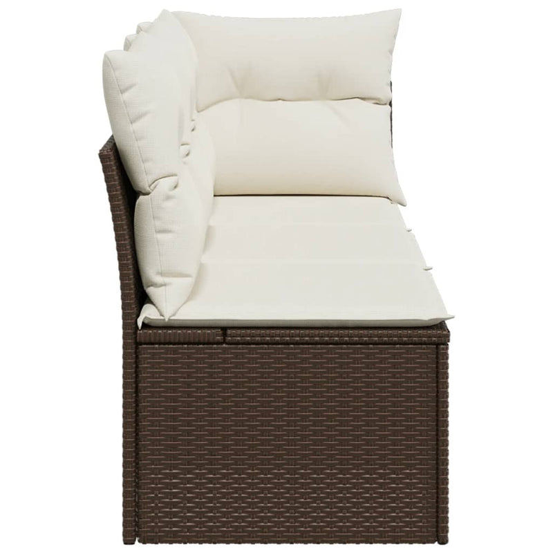 vidaXL 3 személyes barna polyrattan kerti kanapé párnával