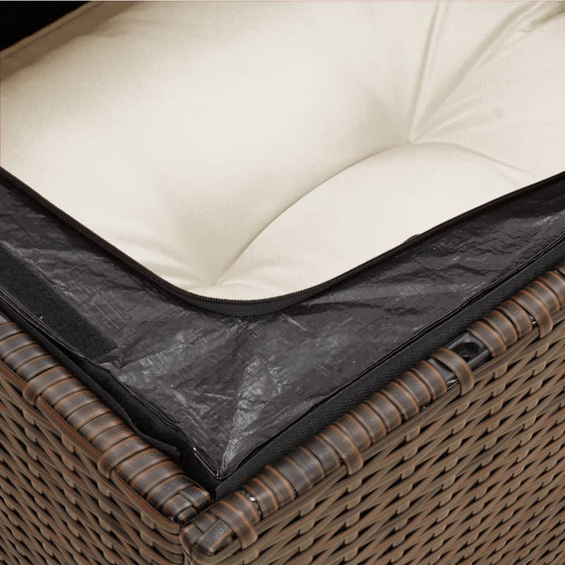 vidaXL 3 személyes barna polyrattan kerti kanapé párnával