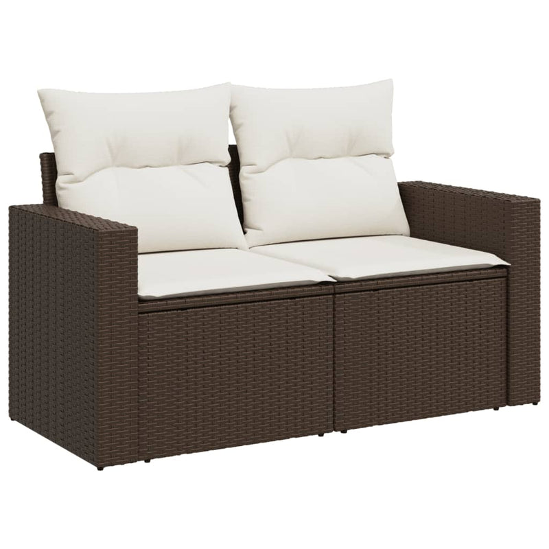 vidaXL 2 személyes barna polyrattan kerti kanapé párnával