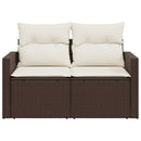 vidaXL 2 személyes barna polyrattan kerti kanapé párnával