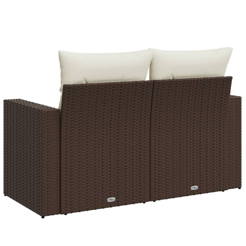 vidaXL 2 személyes barna polyrattan kerti kanapé párnával