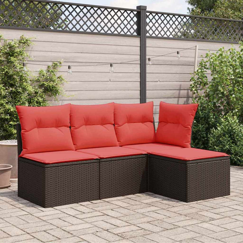 vidaXL barna polyrattan kerti ülőke párnával 55 x 55 x 37 cm