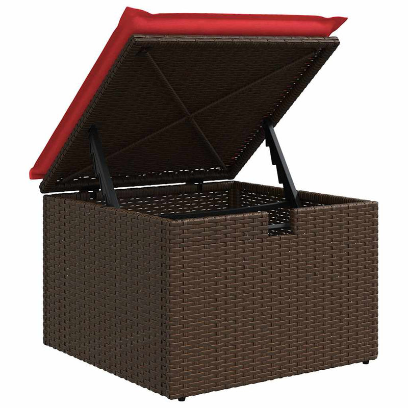 vidaXL barna polyrattan kerti ülőke párnával 55 x 55 x 37 cm
