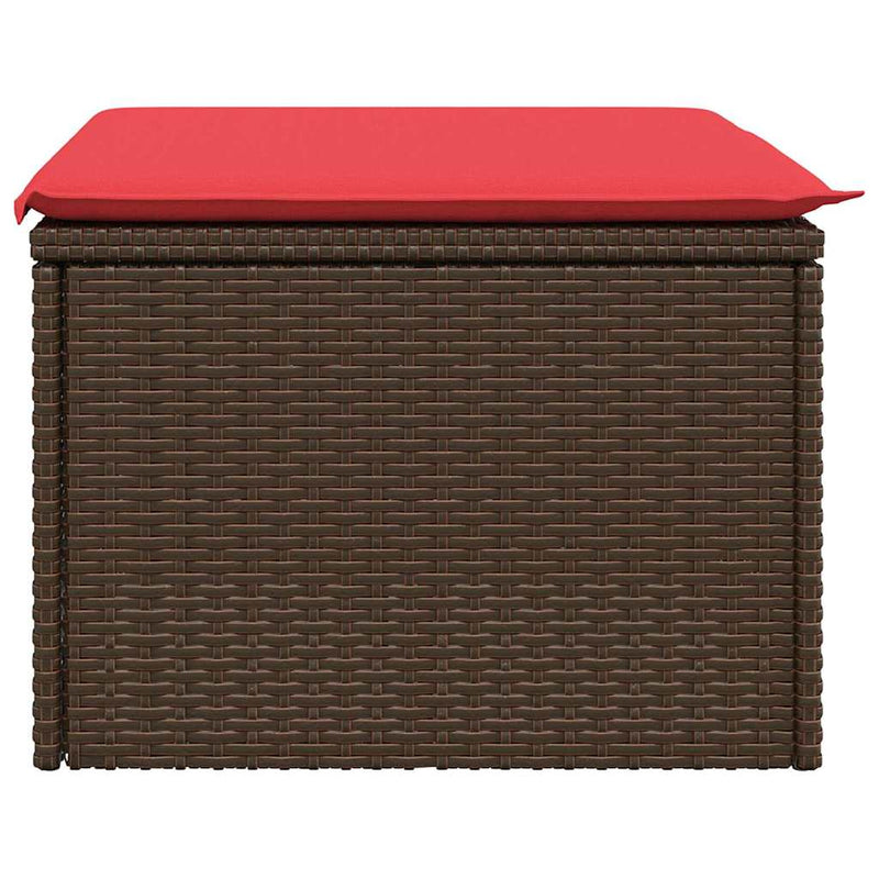 vidaXL barna polyrattan kerti ülőke párnával 55 x 55 x 37 cm