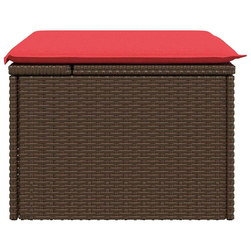 vidaXL barna polyrattan kerti ülőke párnával 55 x 55 x 37 cm