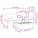 vidaXL 3 részes tömör akácfa kerti raklap ülőgarnitúra párnával